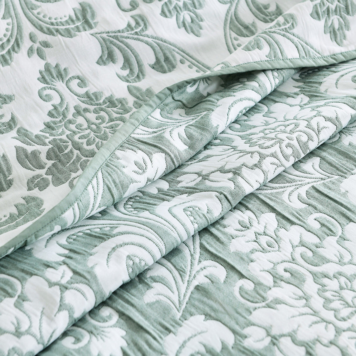 Renee Taylor Tahlia Jacquard Coverlet Set EuroPillowcase Jade