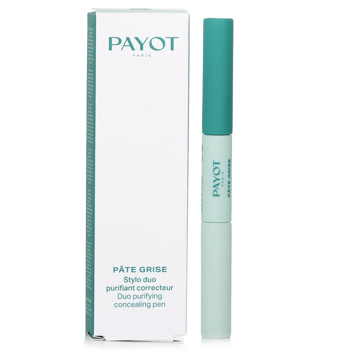 Dual-action purifying and concealing pen for blemishes, enriched with natural ingredients for oily skin.