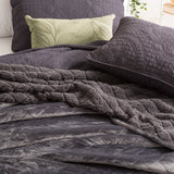 Heston 480 GSM Ultra Soft Velvet Sherpa Blanket Single/Double Graphite