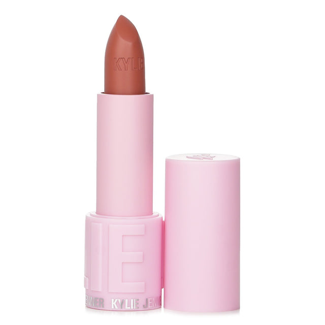 Kylie Jenner's #613 If Looks Could Kill lipstick, creamy texture, satin sheen, rich color, hydrating for soft lips.