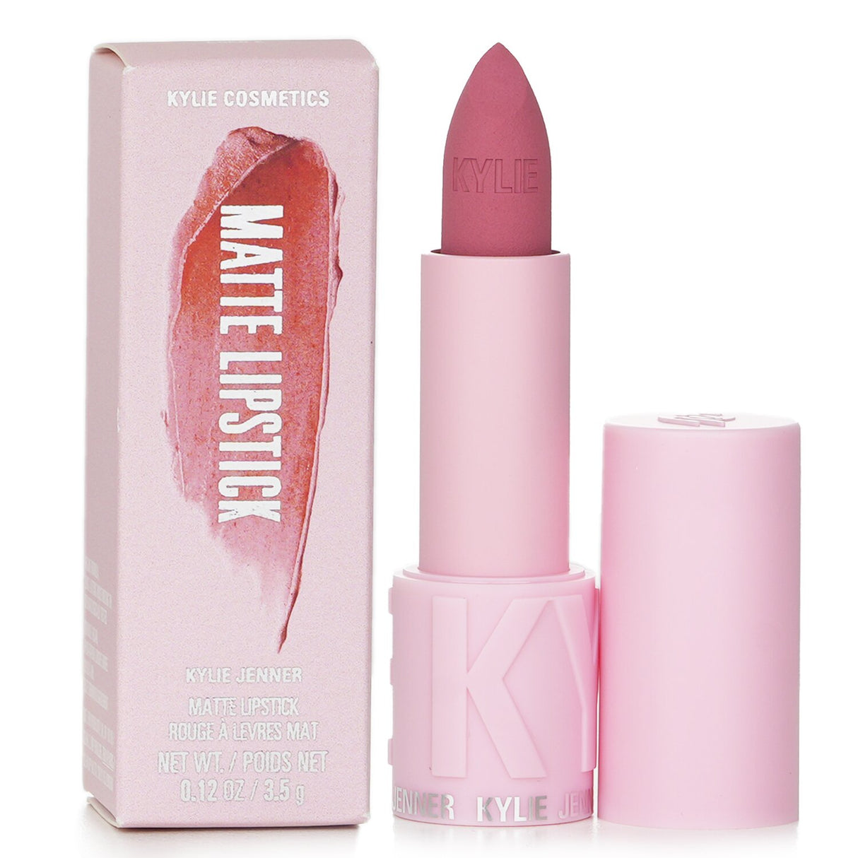 Matte lipstick #300 Koko K by Kylie Jenner, offering vibrant color, hydration, and a soft-matte finish for defined lips.