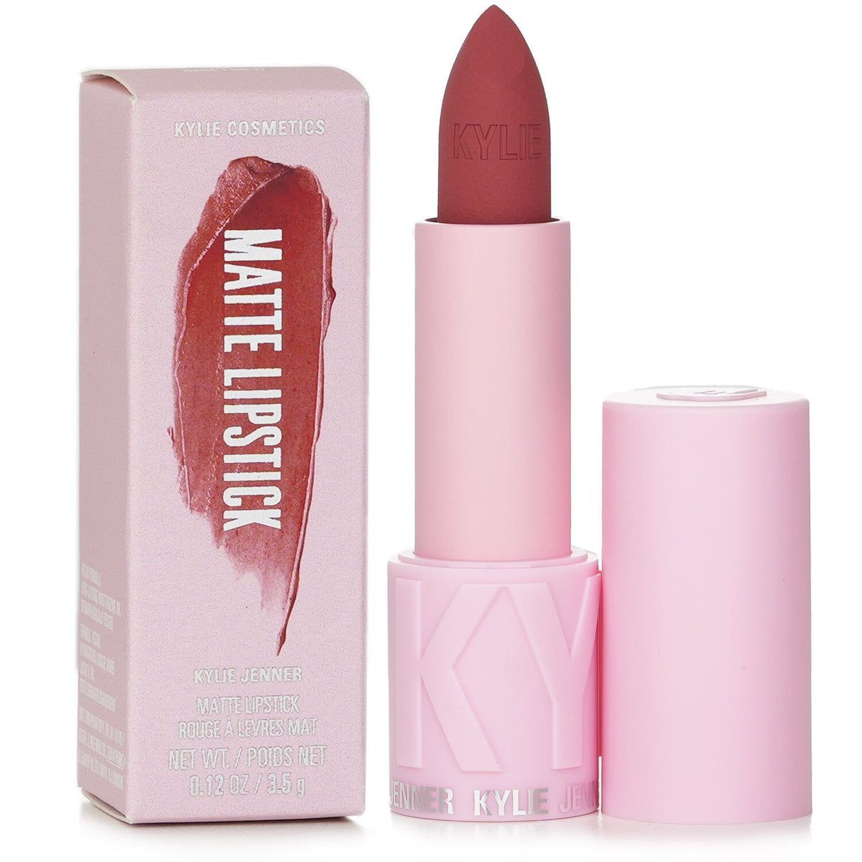 Matte lipstick by Kylie Jenner in shade #328, offering vibrant, long-lasting color with a silky, hydrating formula.