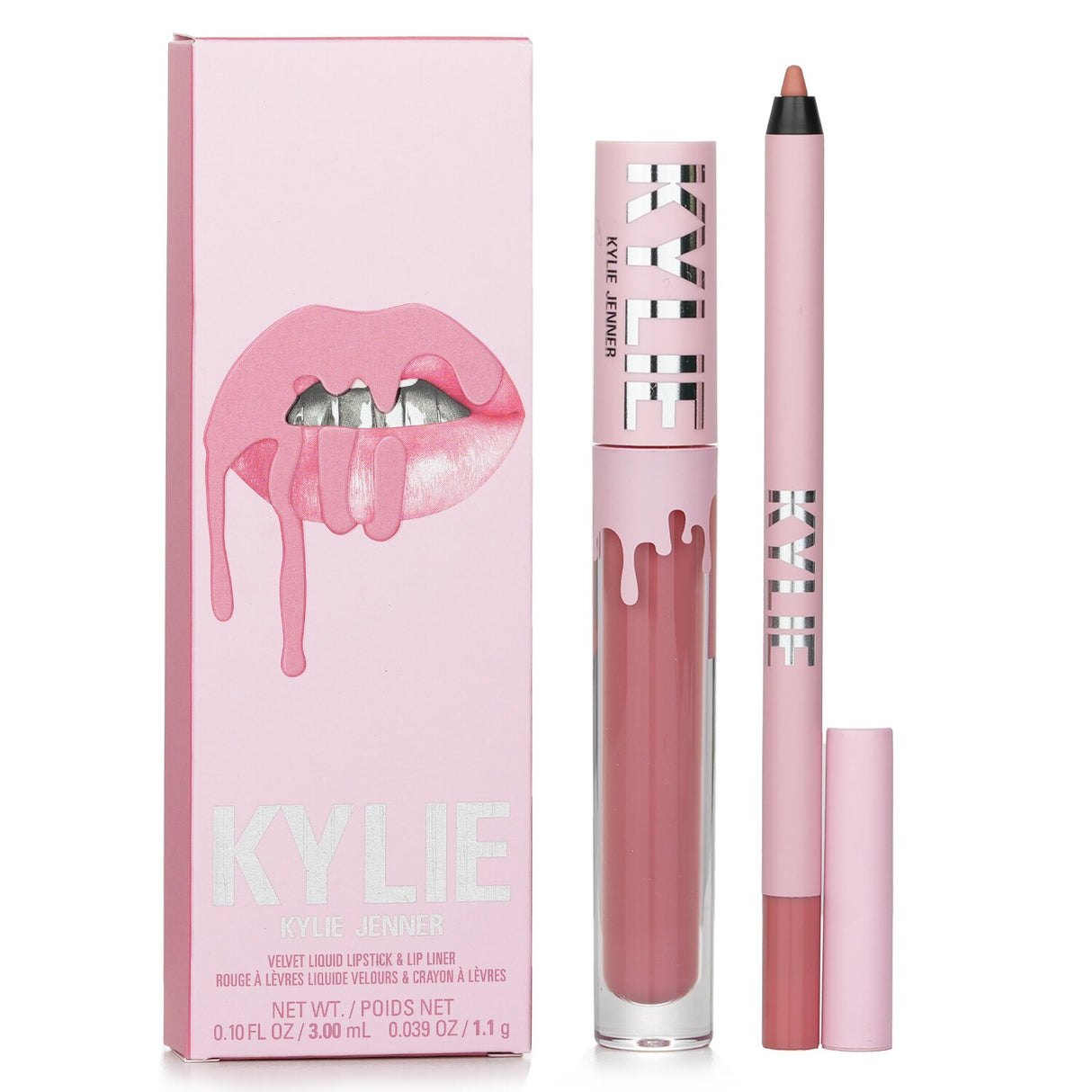 Kylie By Kylie Jenner Velvet Lip Kit includes liquid lipstick and lip liner in #705 Charm for a flawless pout.