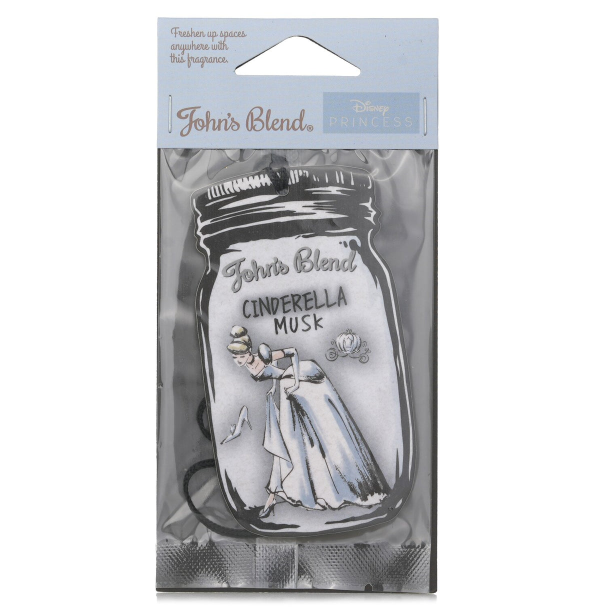 Disney Princess air freshener in Cinderella Musk, evoking magic and nostalgia with a soft, dreamy fragrance for cozy spaces.