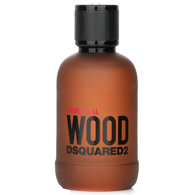 Dsquared2 Original Wood Eau De Parfum Spray in a 100ml bottle, featuring fresh citrus and aromatic woods for a unique scent.