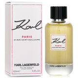 Elegant 100ml Karl Lagerfeld Paris Eau De Parfum with floral and woody notes, reflecting Parisian charm and sophistication.