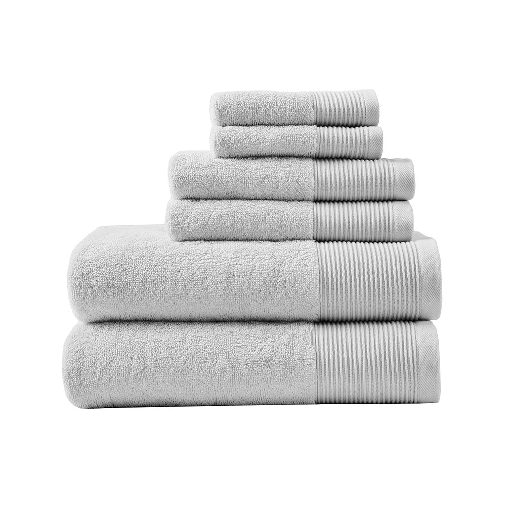 Cloud Linen Retreat Cotton Tencel Antimicrobial 6 Piece Towel Set Grey