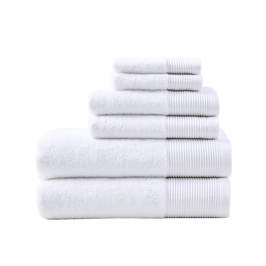 Cloud Linen Retreat Cotton Tencel Antimicrobial 6 Piece Towel Set White