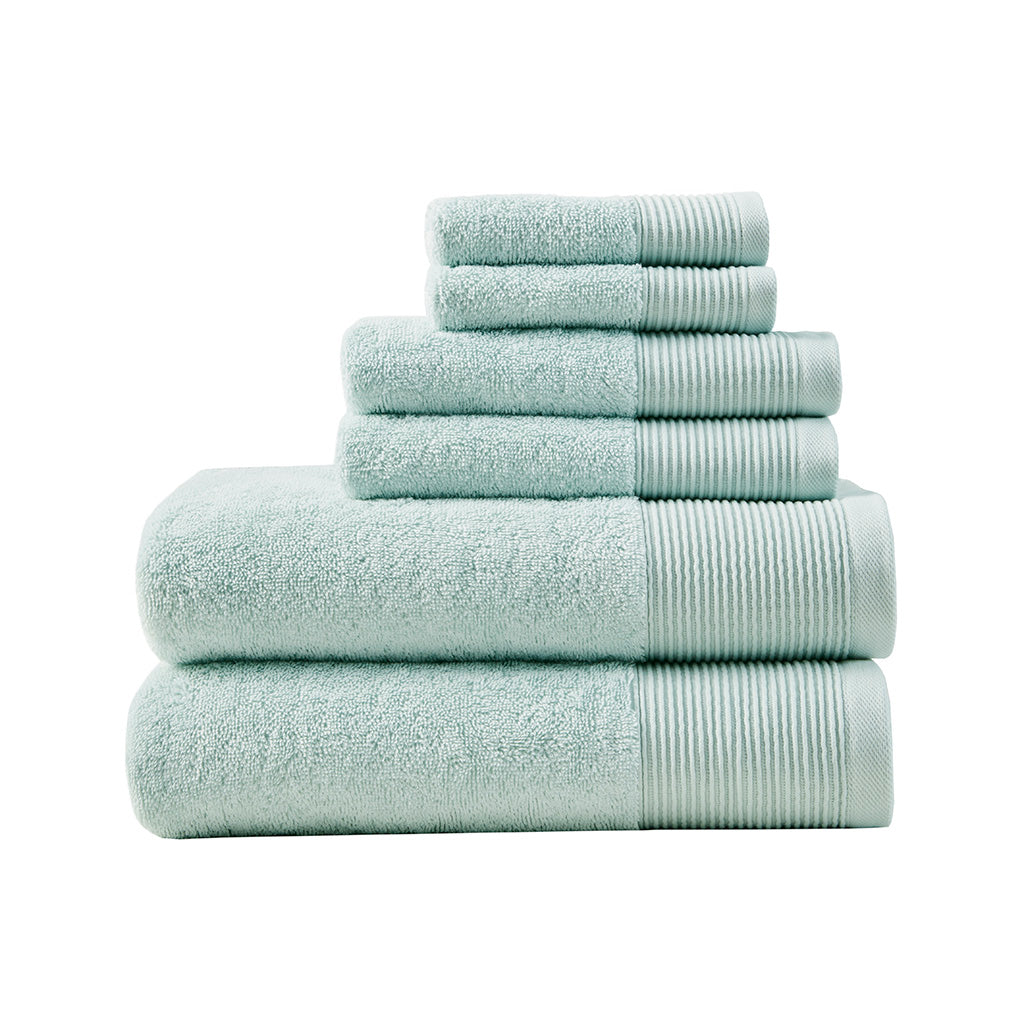 Cloud Linen Retreat Cotton Tencel Antimicrobial 6 Piece Towel Set Seafoam