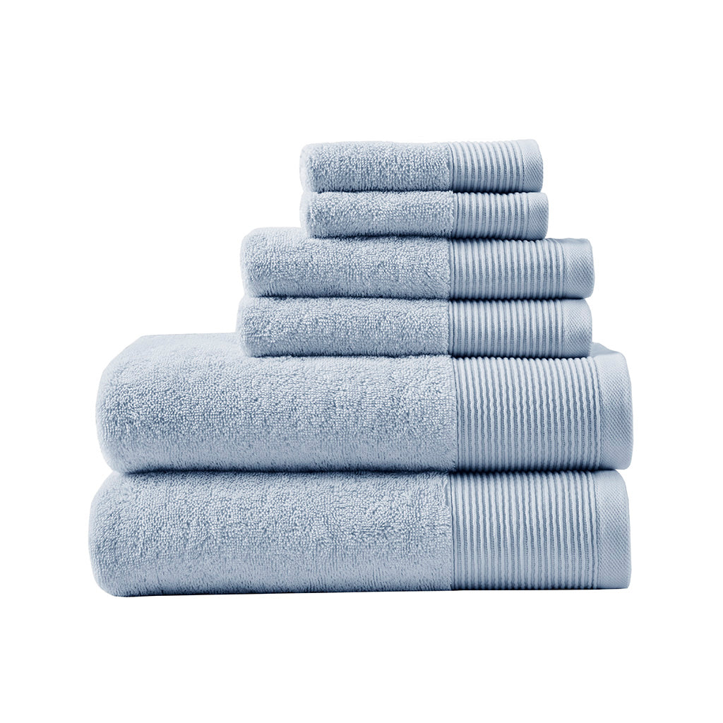 Cloud Linen Retreat Cotton Tencel Antimicrobial 6 Piece Towel Set Blue