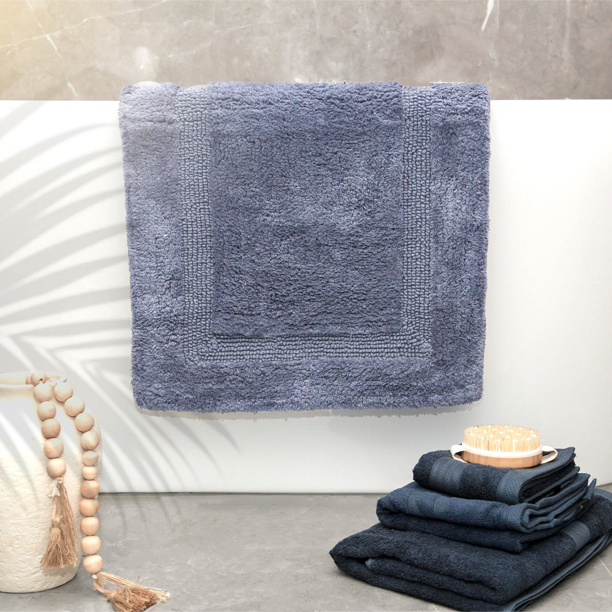 Renee Taylor Soho Cotton Reversible Bath Mat 50 x 80cms Blue