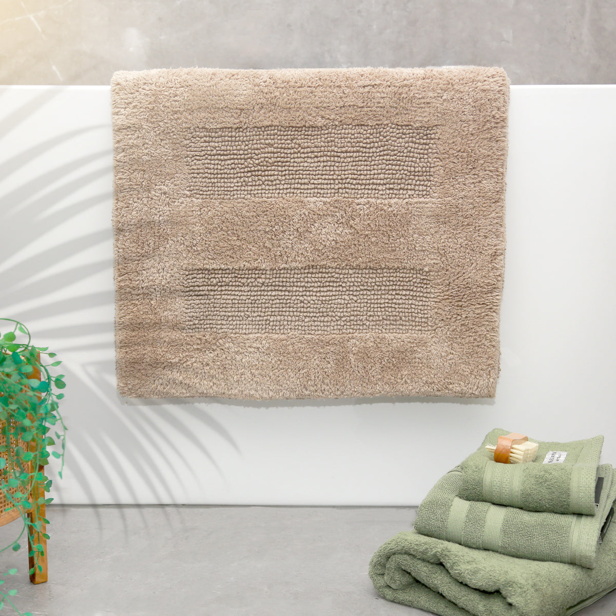 Renee Taylor Retreat Cotton Reversible Bath Mat 50 x 80cms Mocha