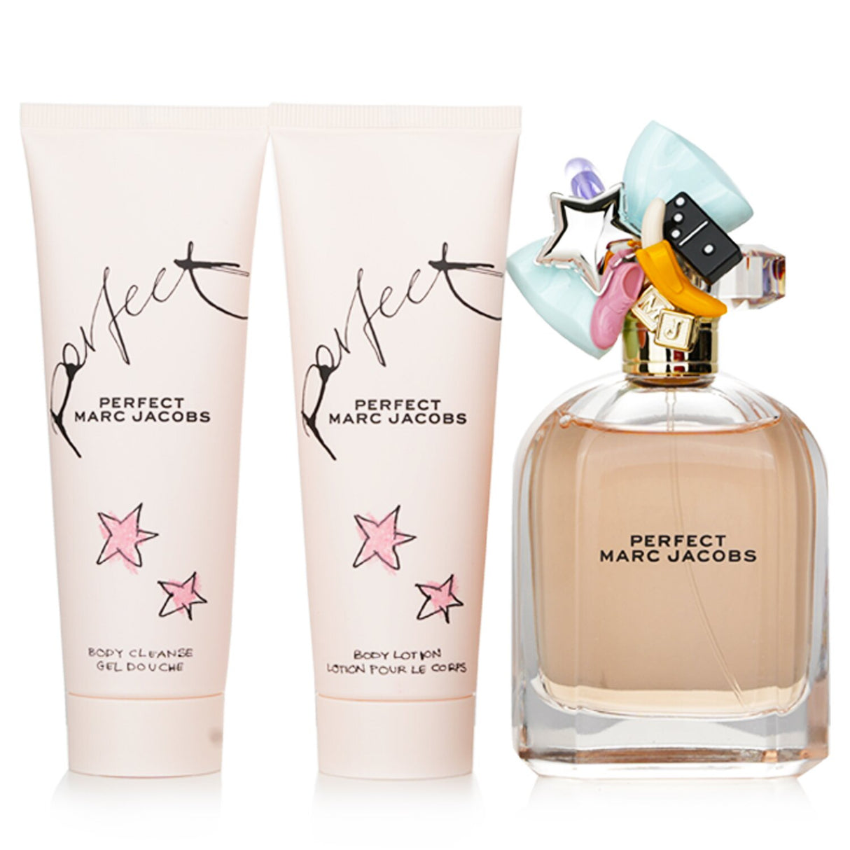 Marc Jacobs Perfect Coffret featuring Eau De Parfum, Body Lotion, and Shower Gel for luxurious fragrance and skincare.