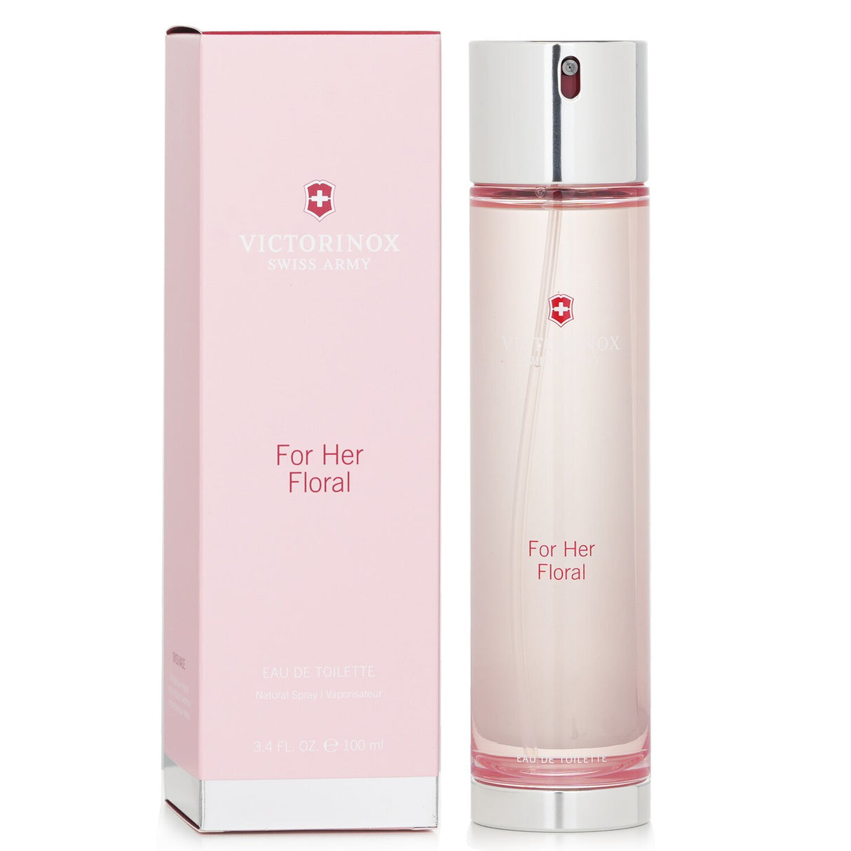 Elegant bottle of Victorinox Swiss Army For Her Floral Eau De Toilette 100ml, featuring a refreshing floral bouquet for modern women.