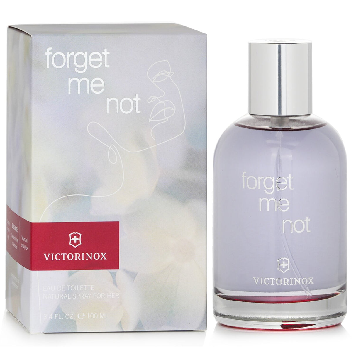 Victorinox Forget Me Not Eau De Toilette, 100ml, featuring floral and citrus notes in elegant packaging for women.