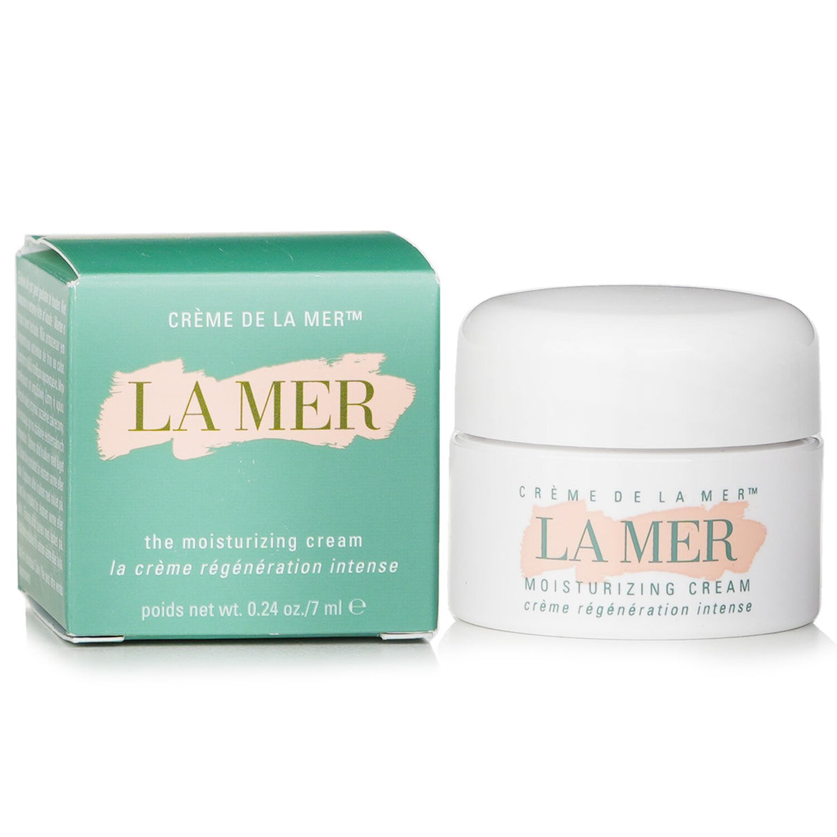 Miniature La Mer Moisturizing Cream, 7ml, offers deep hydration, cell renewal, and protection for dry, sensitive skin.