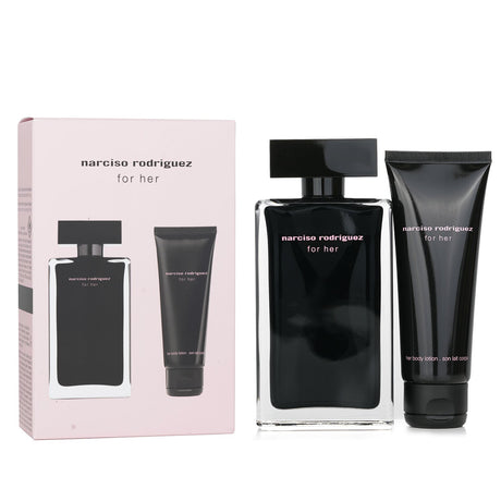 Narciso Rodriguez - For Her Eau De Toilette Spray Set featuring a 100ml fragrance and 75ml body lotion for a luxurious scent experience.