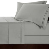 Strada Embroidered 1000 TC Egyptian Cotton Sheet Set Super King Silver Charcoal