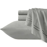 Strada Embroidered 1000 TC Egyptian Cotton Sheet Set Deep Queen Silver Charcoal