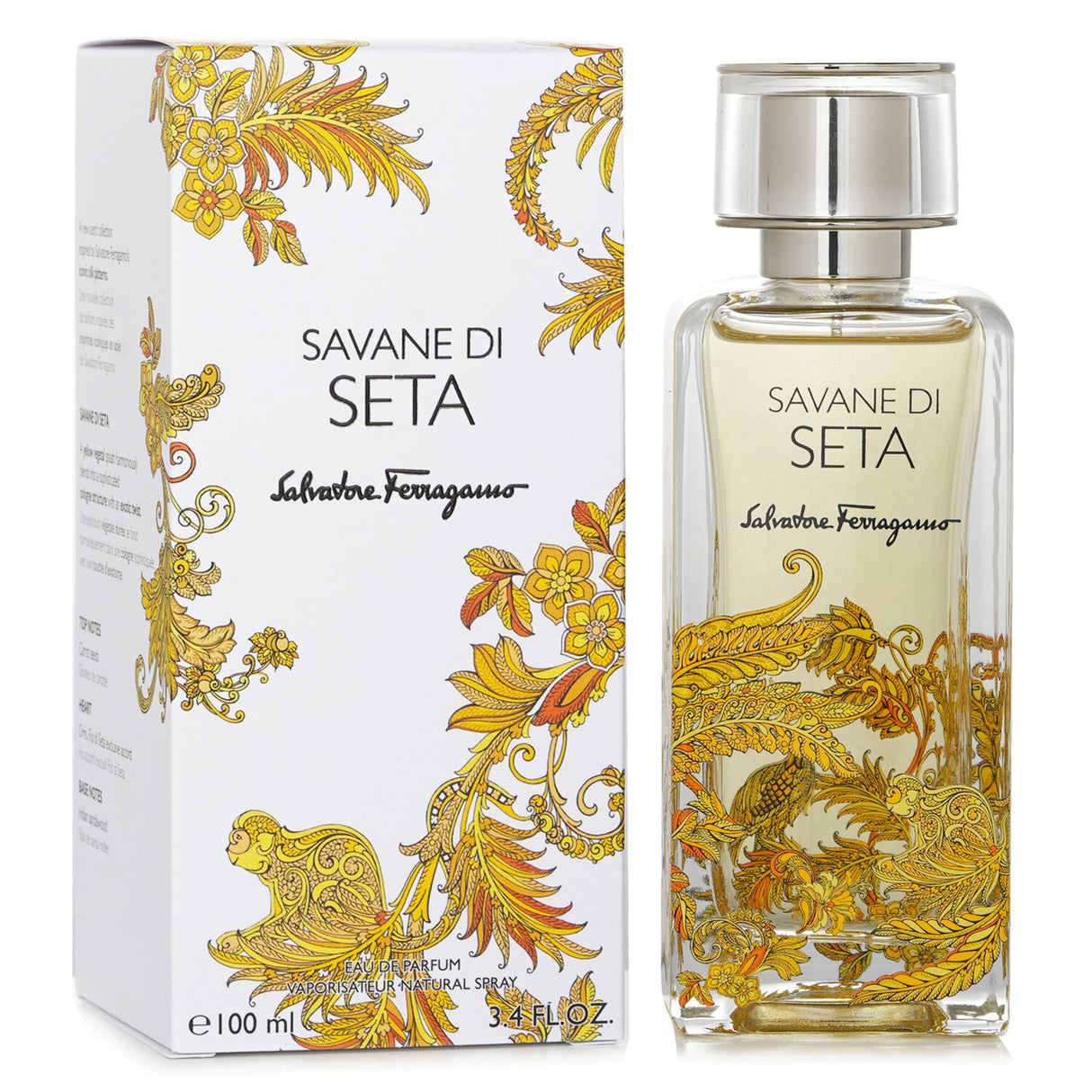 Salvatore Ferragamo Savane Di Seta Eau De Parfum Spray in 100ml, blending citrus, floral, and woody notes for elegant allure.