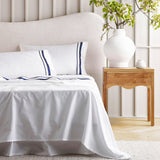 Renee Taylor Cloud 1000 TC Egyptian Cotton Sheet Set Super King White Navy