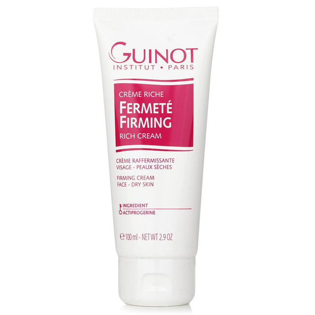 Luxurious Guinot Firming Rich Cream for dry skin, promoting hydration, firmness, and a youthful glow.