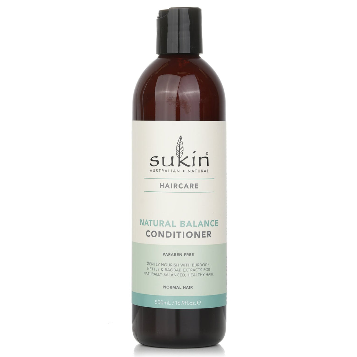 Sukin Natural Balance Conditioner in 500ml, ideal for normal hair, enriched with botanicals for hydration and shine.