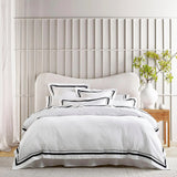 Renee Taylor Cloud 1000 TC Egyptian Cotton Quilt Cover Set Queen White Charcoal