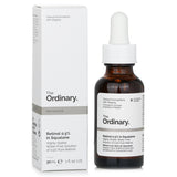 Anti-aging serum with 0.5% retinol and squalane for improved skin texture, hydration, and luminosity in a 30ml bottle.