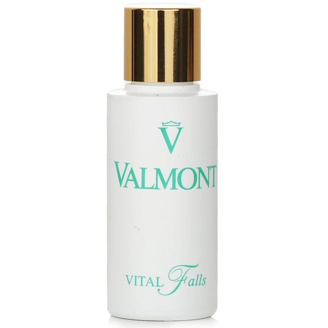 Travel-sized Valmont Vital Falls toner, 30ml, purifies and hydrates skin, ideal for all types with calming botanicals.