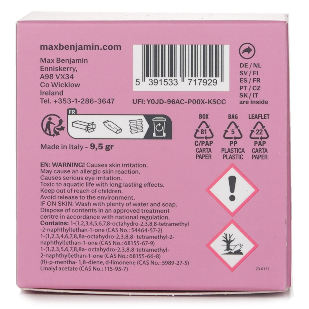 "Max Benjamin Pink Pepper car fragrance, styled like a vintage steering wheel, offers an exotic scent for 30 days."