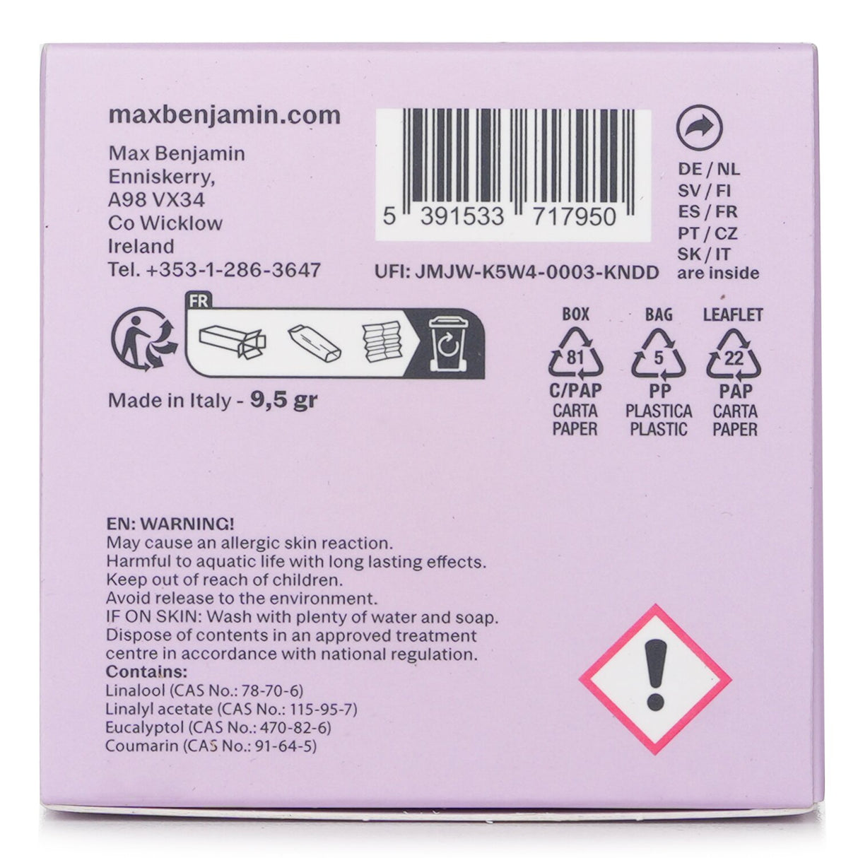 Max Benjamin - Car Fragrance - True Lavender  - 1pc