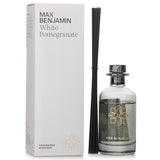 Luxurious Max Benjamin White Pomegranate Diffuser, 150ml, offers an exotic scent blend of pomegranate, rosebud, and vanilla for home ambiance.
