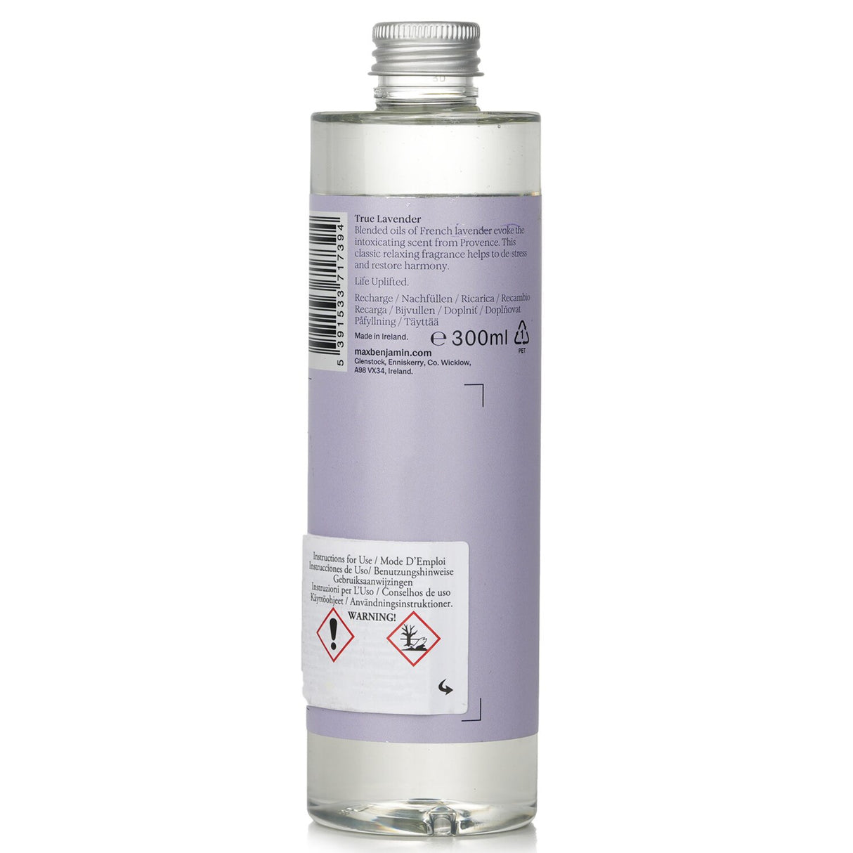 Max Benjamin True Lavender Fragrance Refill 300ml, featuring calming lavender oils for a serene, relaxing atmosphere.