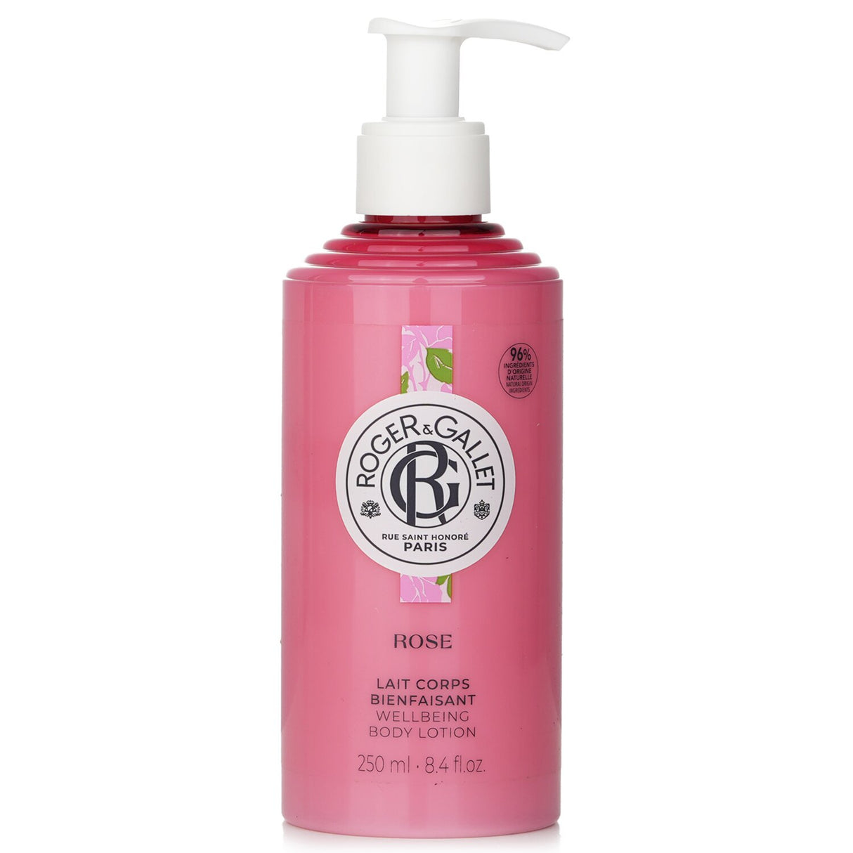 Rose Wellbeing Body Lotion by Roger & Gallet, 250ml, hydrates skin with rose essence for a silky, luxurious feel.