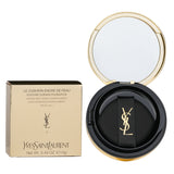 Yves Saint Laurent Le Cushion foundation compact with moisturizing formula, SPF 23, and sleek black leather design.