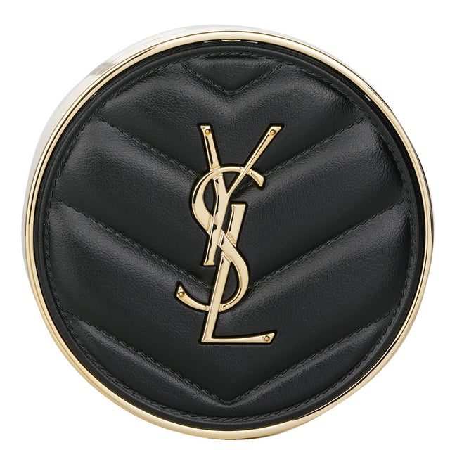 Yves Saint Laurent cushion foundation in #10, offers hydration, luminous matte finish, and sun protection in a sleek, eco-friendly case.