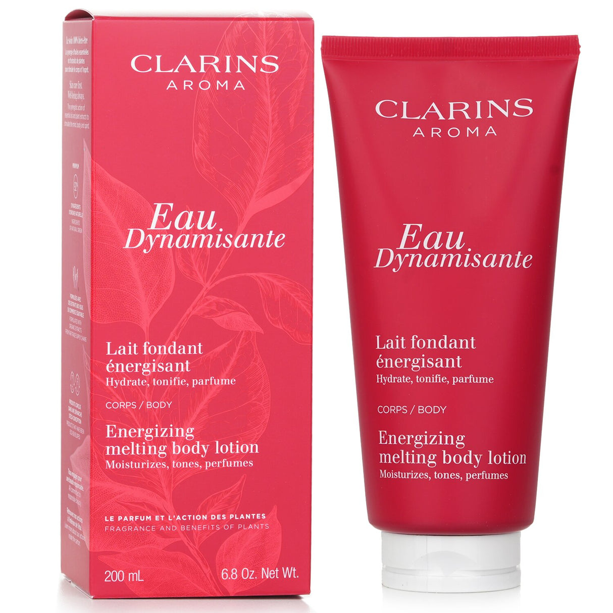 Clarins Eau Dynamisante Body Lotion in a 200ml bottle, offering energizing, hydrating, and refreshing benefits for all skin types.