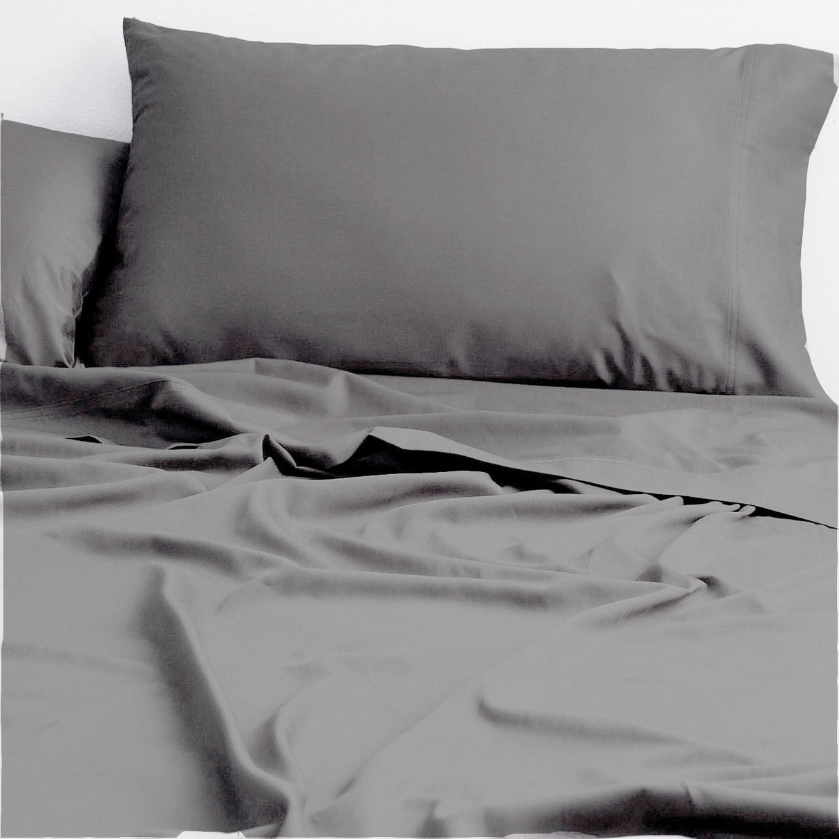 Cloud Linen 250 Thread Count Organic Cotton Sheet Set NZ King Charcoal