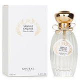 Goutal Vanille Exquise Eau De Toilette Spray in elegant new packaging, featuring sweet Madagascar vanilla and caramel notes.