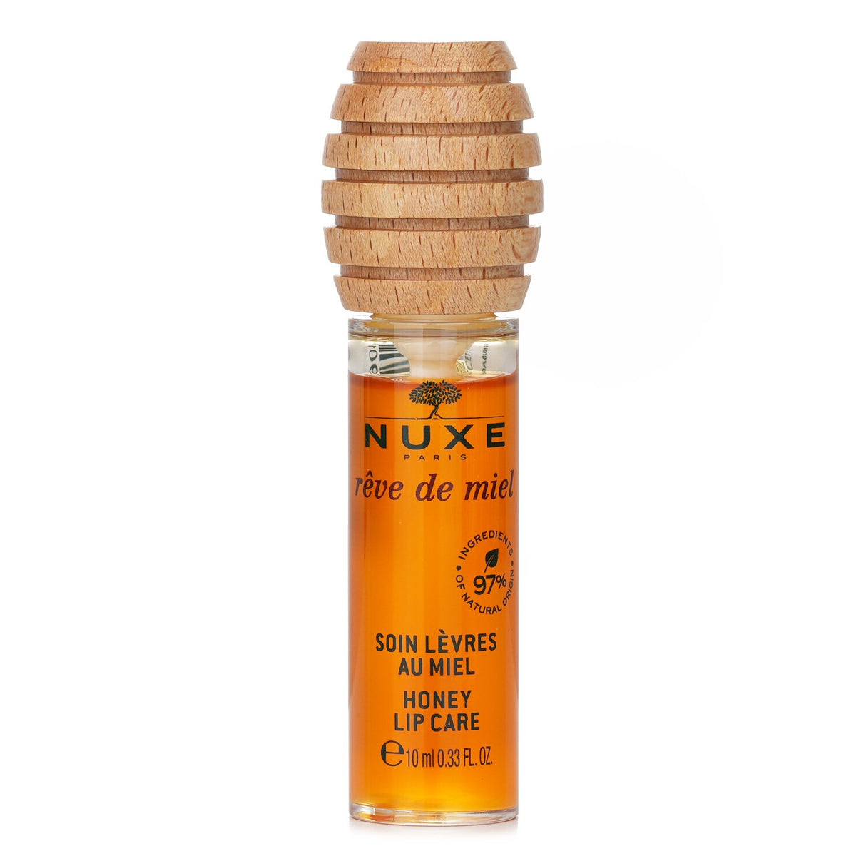 Nuxe Reve De Miel Honey Lip Care is a nourishing balm with honey and shea butter for hydrated, soft, and supple lips.