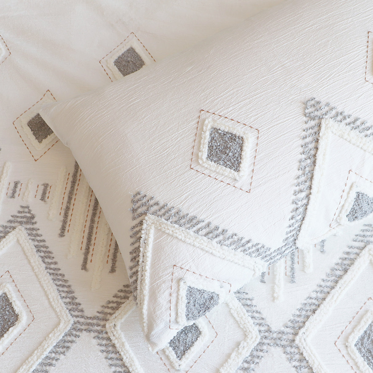 Renee Taylor Zuma Stone Washed Tufted European Pillowcase