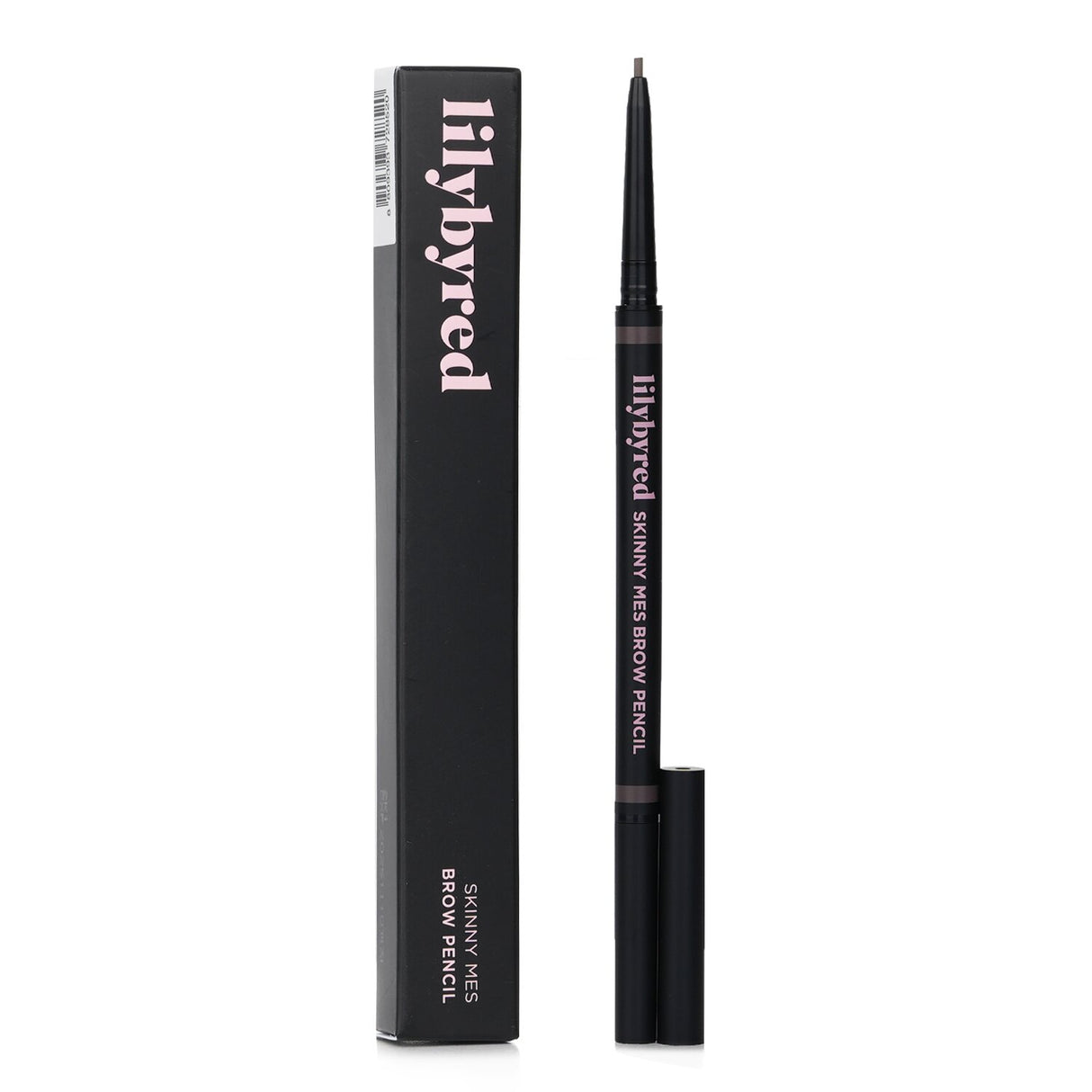 Lilybyred Skinny Mes Brow Pencil in Gray Brown, featuring a 1.5mm tip for precise application and a blending spiral brush.