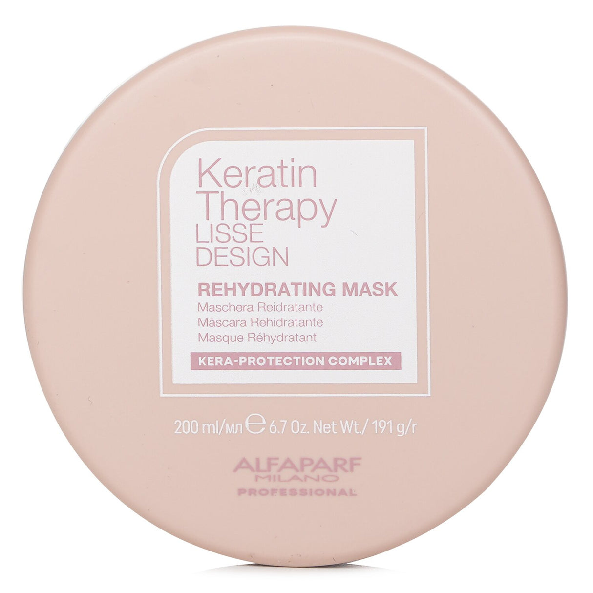 AlfaParf Keratin Therapy Lisse Design Mask, 200ml, for silky smooth hair; enriched with keratin and Babassu oil for hydration.