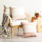 Palma Stripe Cushion Twin Pack 50 x 50cms Feather Fill - Nude