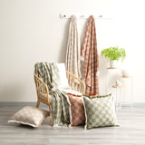 Renee Taylor Nevis Checkered Stone Washed Yarn-Dyed Throw 130 x 170cms Nude