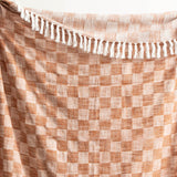 Nevis Checkered Stone Washed Yarn-Dyed Throw 130 x 170cms Terracotta