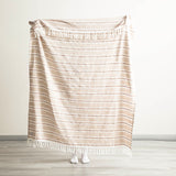 Renee Taylor Como Stone Washed Yarn-Dyed Stripe Throw 130 x 170cms Natural