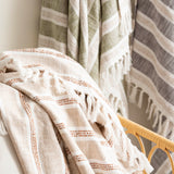 Renee Taylor Como Stone Washed Yarn-Dyed Stripe Throw 130 x 170cms Natural