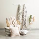 Renee Taylor Como Stone Washed Yarn-Dyed Stripe Throw 130 x 170 cms Onyx